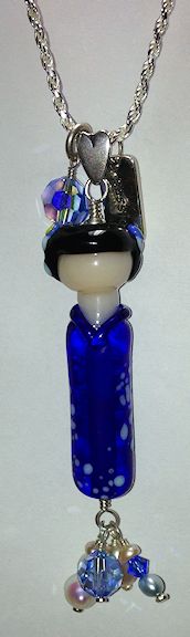 KokeshiDollBeadBlueSilver