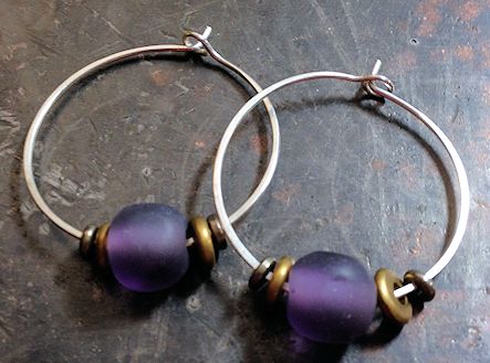 HoopEtchedBeadEarrings