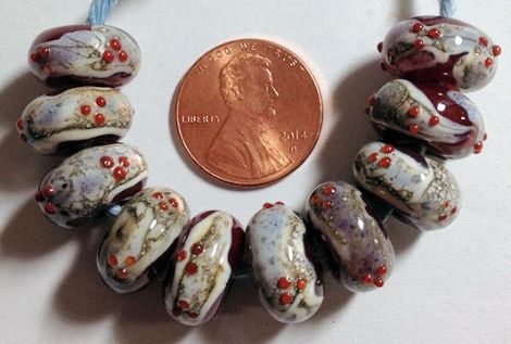 RedSilveredIvoryShardBeads